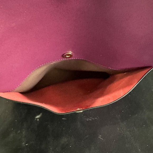 Bostanten purple plum leather 11” drop 15x14x5” Purse extra strap makeup bag - Picture 11 of 12